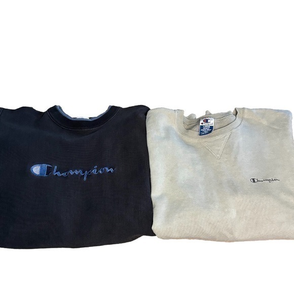Lot 2 90s Vintage Champion Crewnecks Spell Out Sweatshirts - Picture 1 of 16
